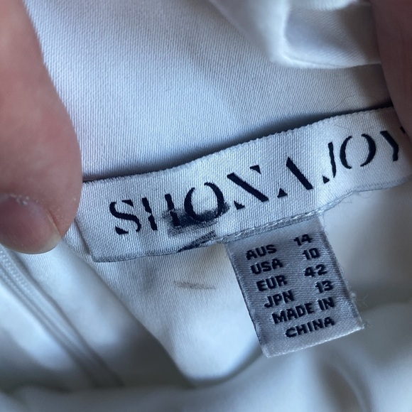 Shona Joy Ivory High Neck Ruched Midi Dress, size 10 - Picture 6 of 9